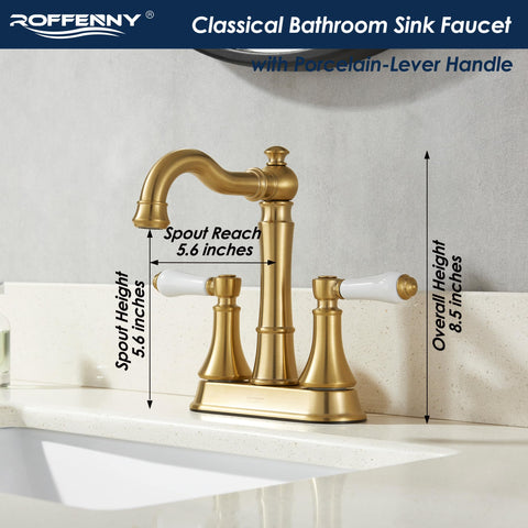 ROFFENNY high-arc 360° swivel spout improves basin access.