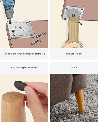 ROFMAPLE screws included ensure secure fitting to sofas, tables, and cabinets.