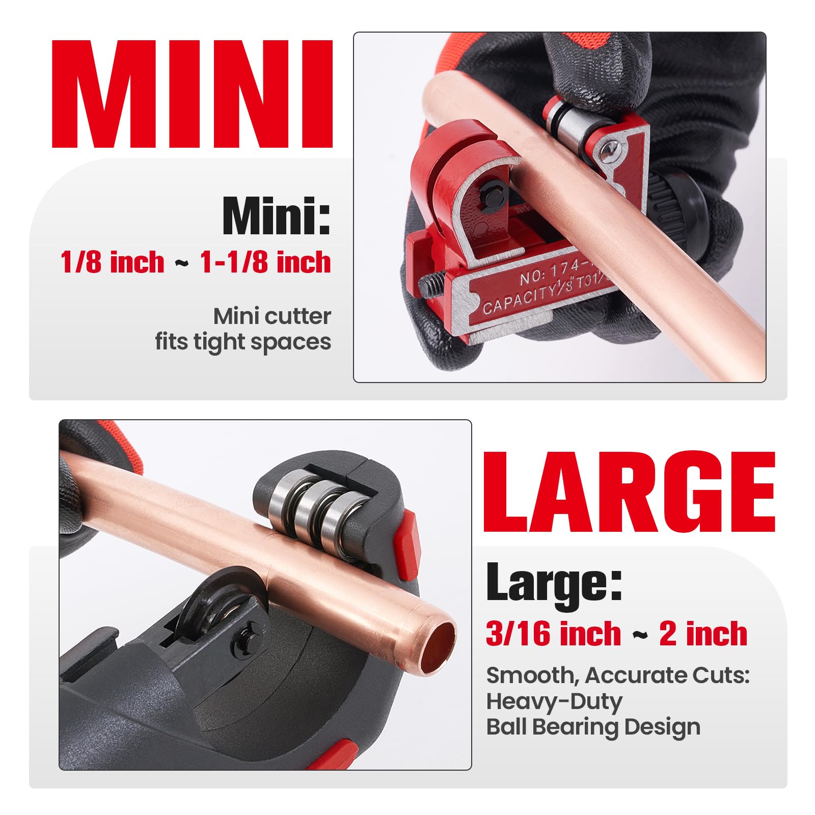 ROGVOC bearing pipe cutter size range 5-50 mm for HVAC tubing