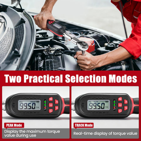 Rogvoc digital torque wrench LED display and alert for real-time torque feedback