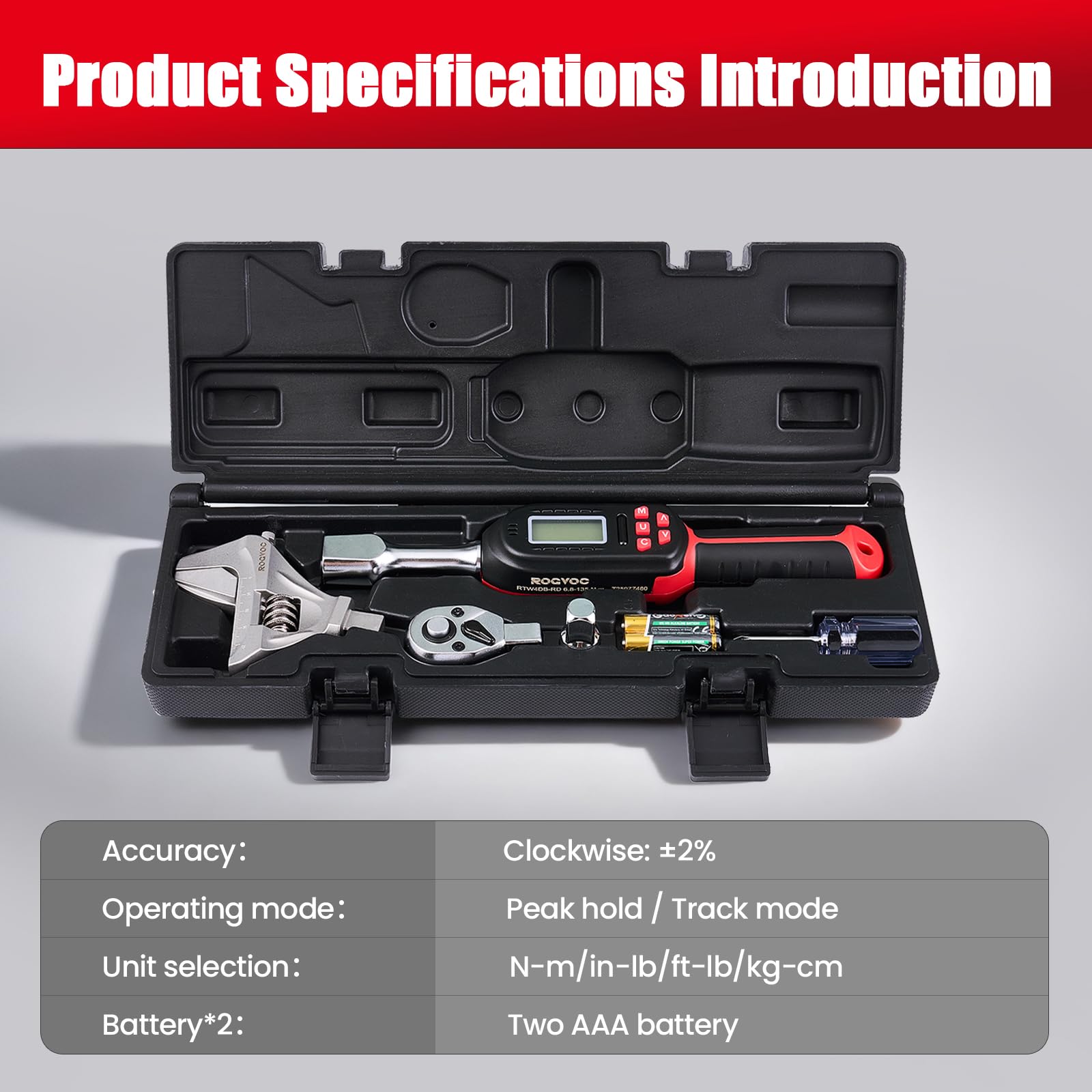 Rogvoc torque wrench storage case, manual, and factory certificate for organized use