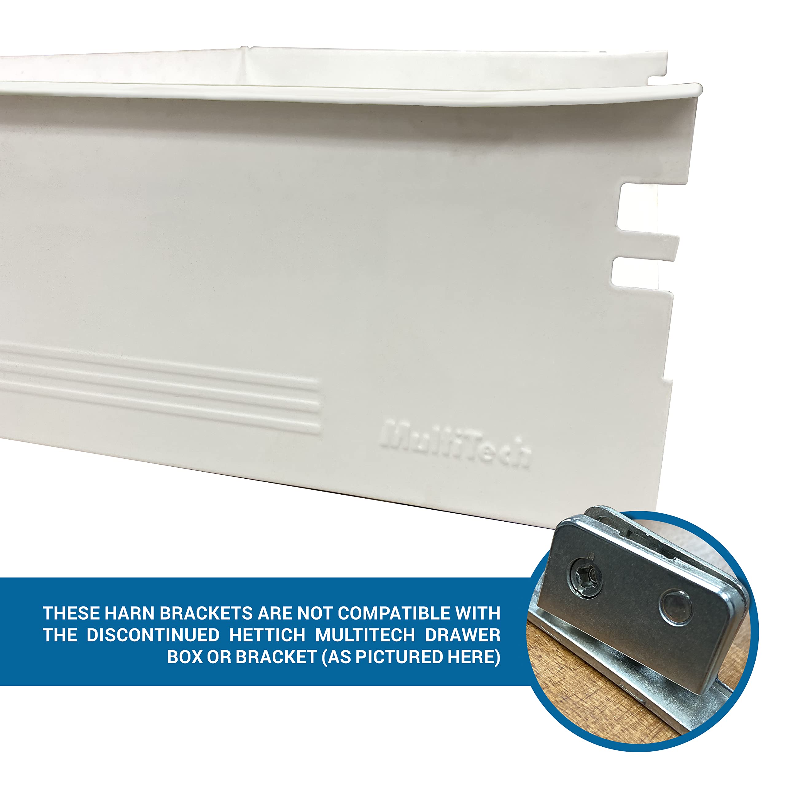 Compatible with Harn Impaz metal drawer box slides for smooth operation.