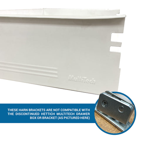 Compatible with Harn Impaz metal drawer box slides for smooth operation.