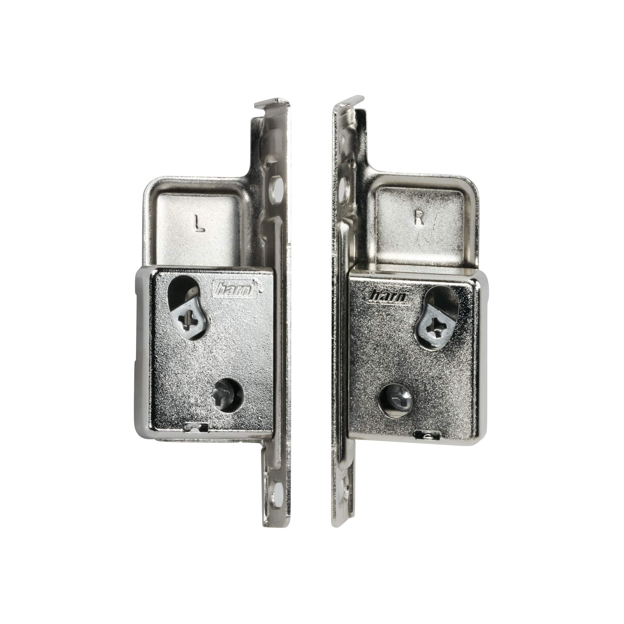 Rok Harn Impaz front bracket pair secures drawer fronts with clip-on design.