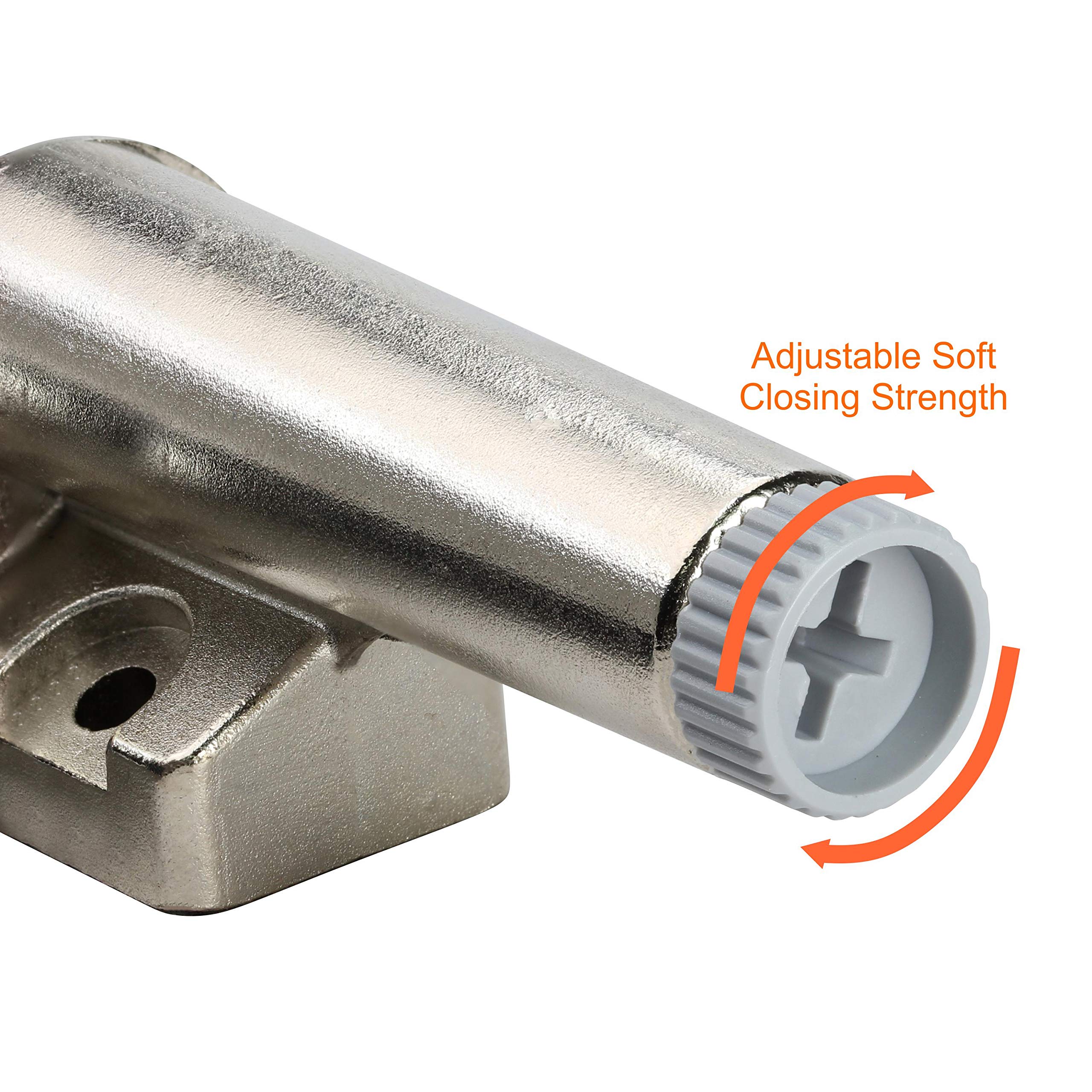 Rok brushed nickel finish on soft close damper for cabinet décor