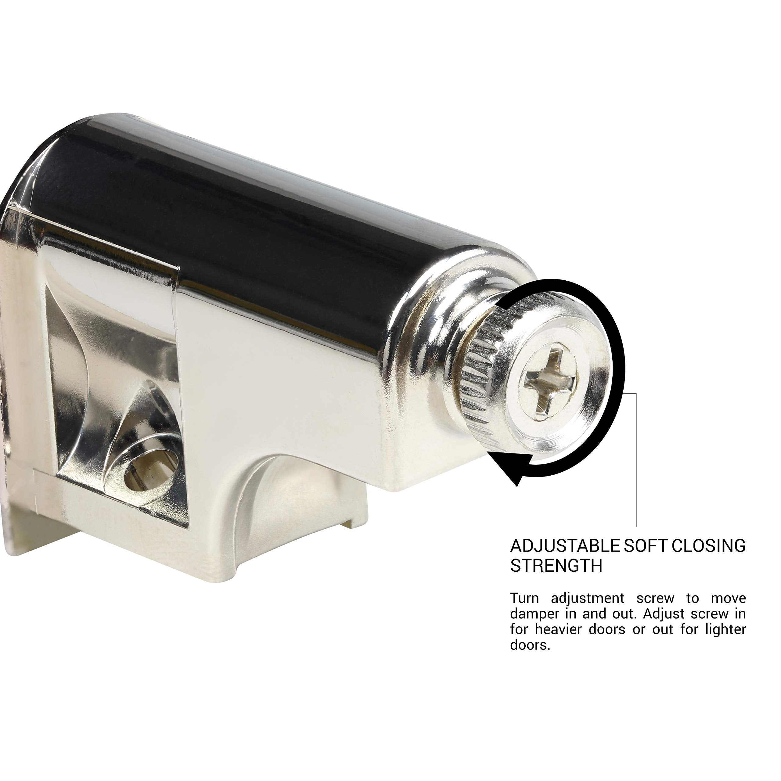Works with fully concealed self-closing hinges on frameless doors