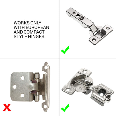 Corner install shown on cabinet top or bottom for flexible mounting