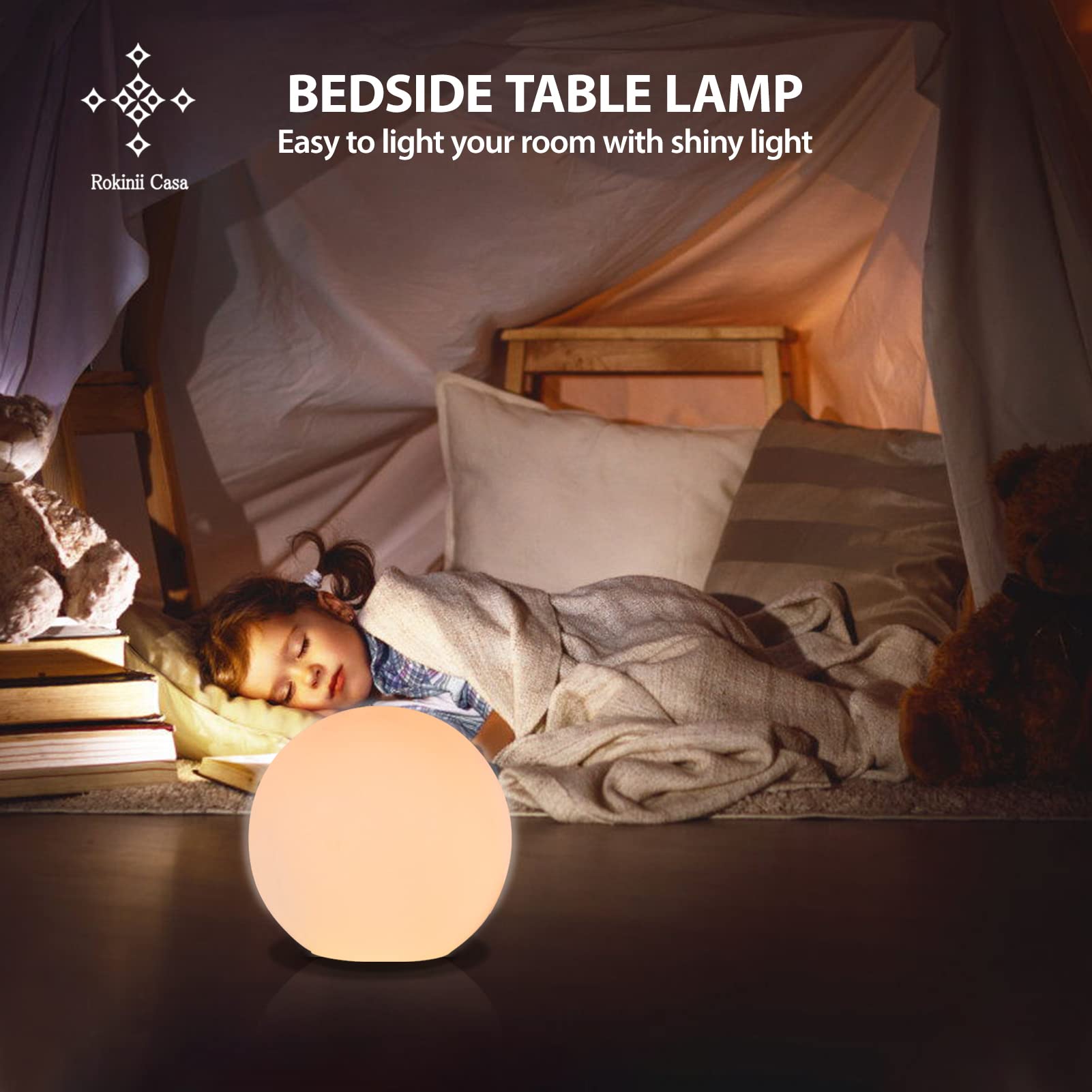 Rokinii Casa compact-size lamp easily fits on shelves and tables