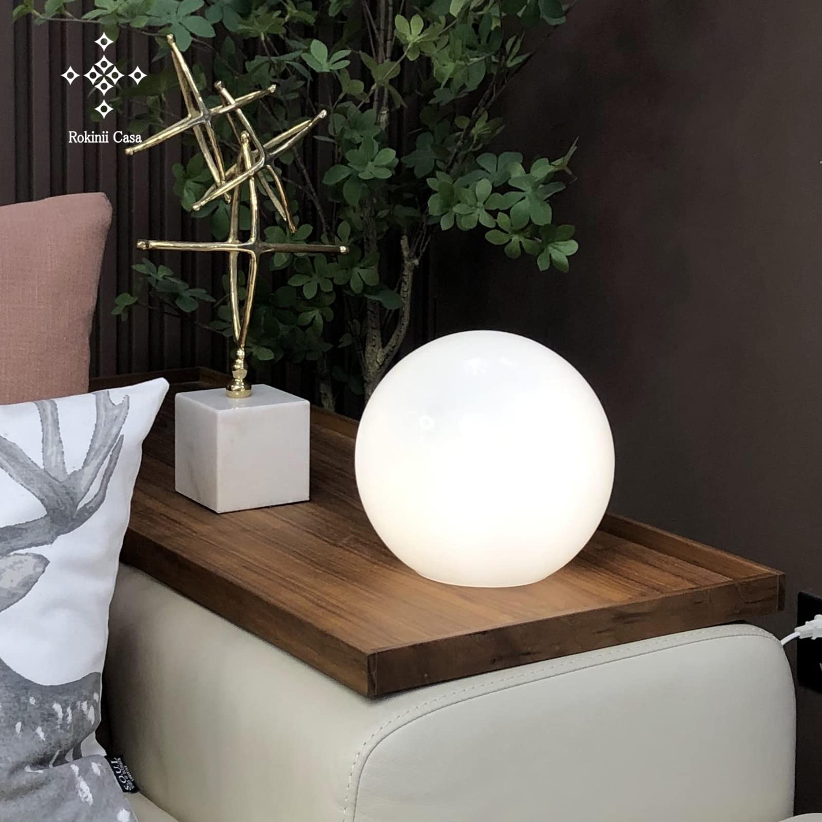Rokinii Casa lamp on desk or nightstand provides ambient illumination for focused tasks