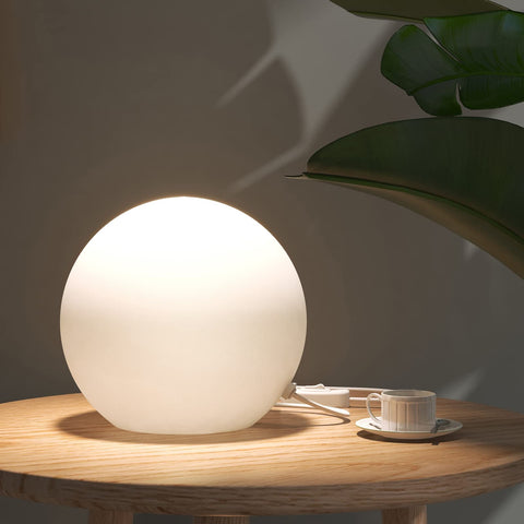 Rokinii Casa ball table lamp with glass shade for soft, eye-friendly lighting at home