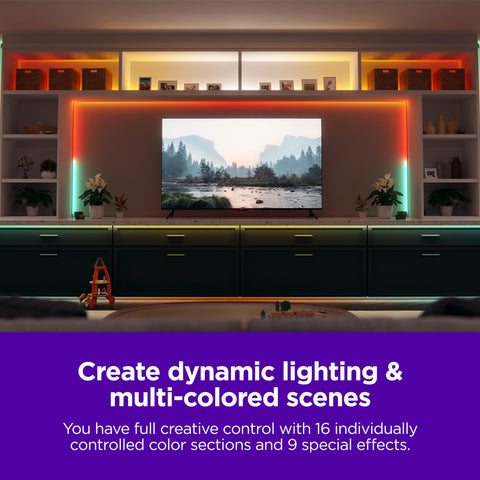 Roku Smart LED Strip+ music-sync feature enhances movie nights with reactive lighting.