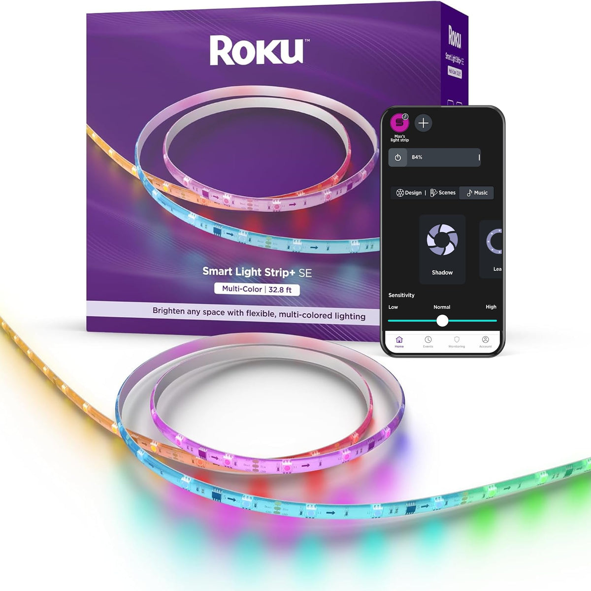 Roku Smart LED Strip+ setup kit enables quick Peel and Stick installation in any room.