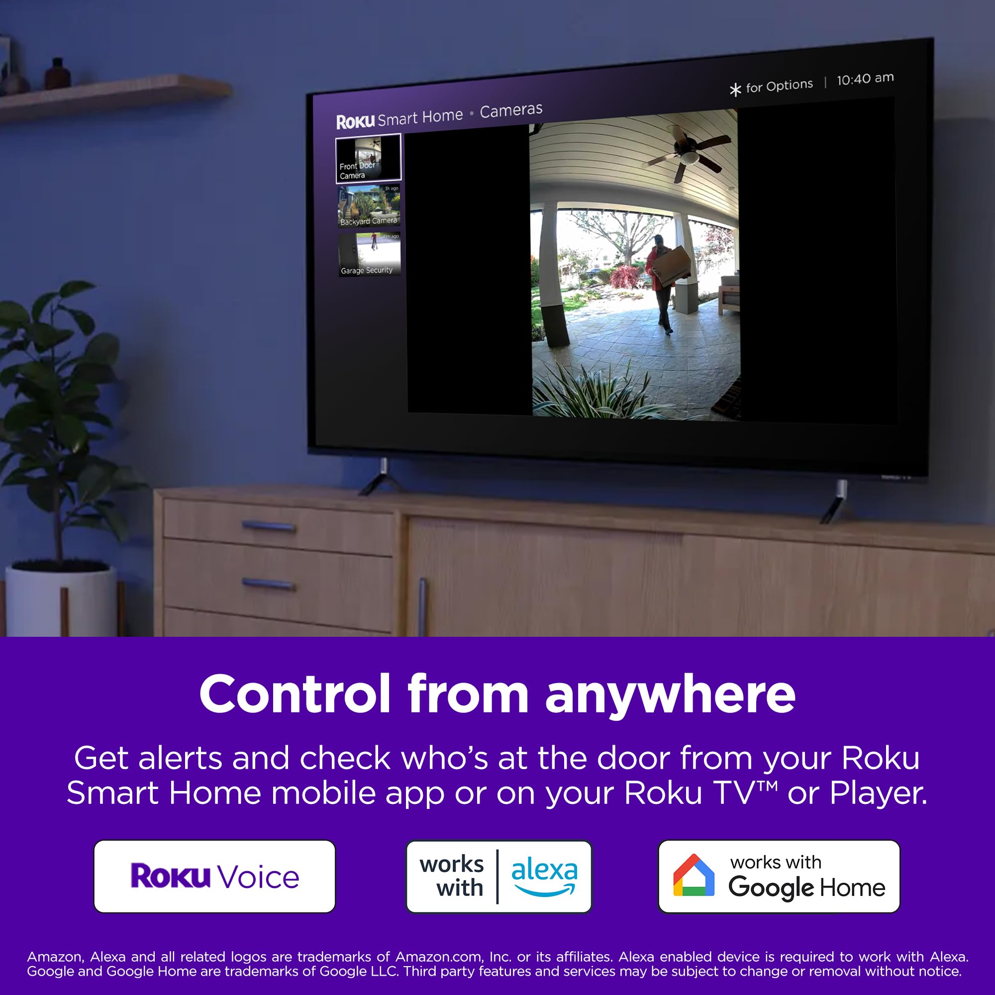Roku ultrawide 150-degree view covers porch and approach