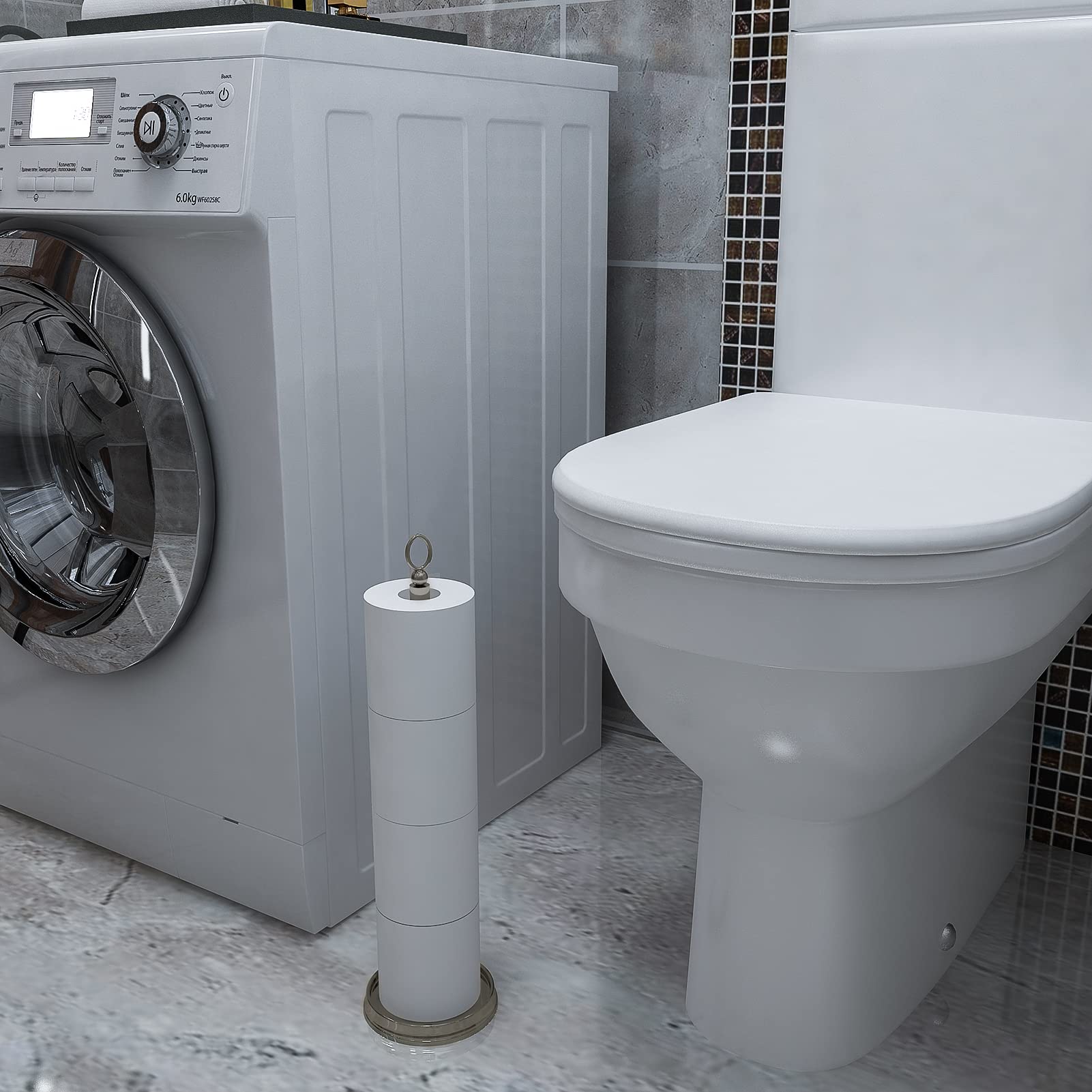 ROLABAM anti-rust coated metal construction ensures durable bathroom use.