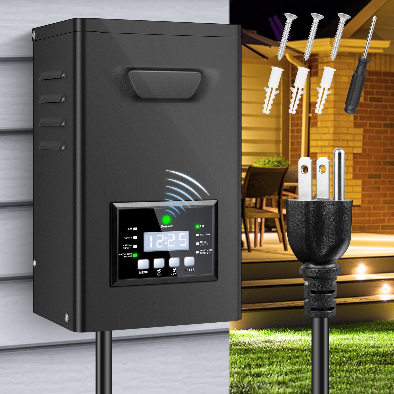 ROLANCHE 400W transformer front view for outdoor landscape lighting.