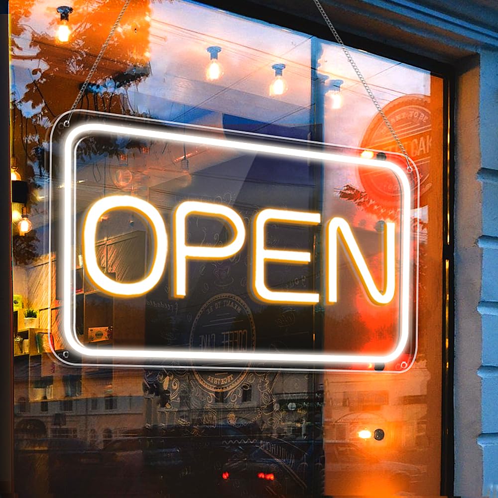 ROLANCHE Open sign front view shows a bright storefront display to attract customers.