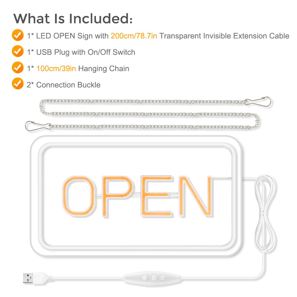 ROLANCHE Open sign on-off switch enables simple control for variable hours.