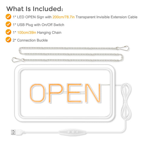 ROLANCHE Open sign on-off switch enables simple control for variable hours.
