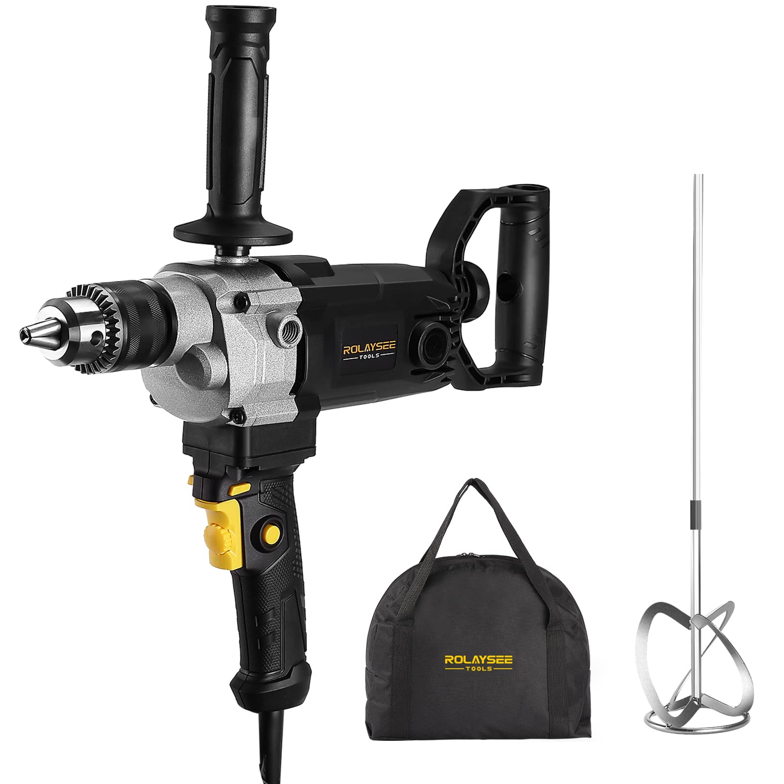 ROLAYSEE TOOLS 10-Amp drill mixer in use for heavy-duty mixing tasks