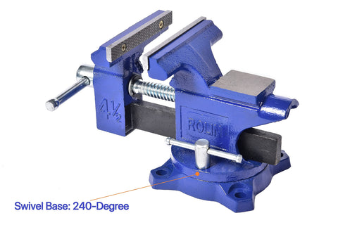 ROLIN bench vise installs easily in a home workshop.