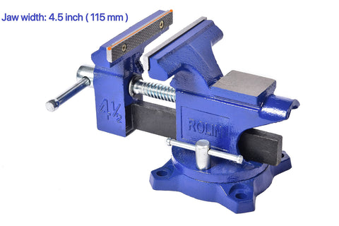 ROLIN bench vise demonstrates multi-use for woodworking and metalworking.