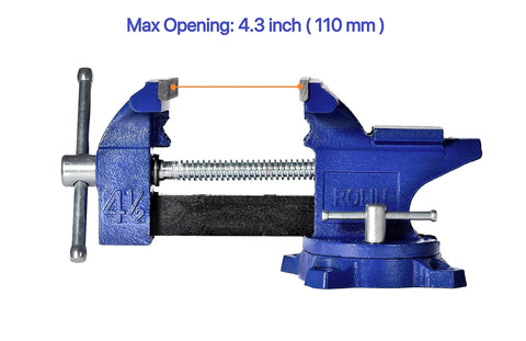 ROLIN bench vise with pipe jaws for gripping small pipes and tubes.