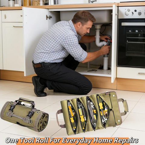 Roll Up Tool Bag helps keep clutter down by organizing pockets.
