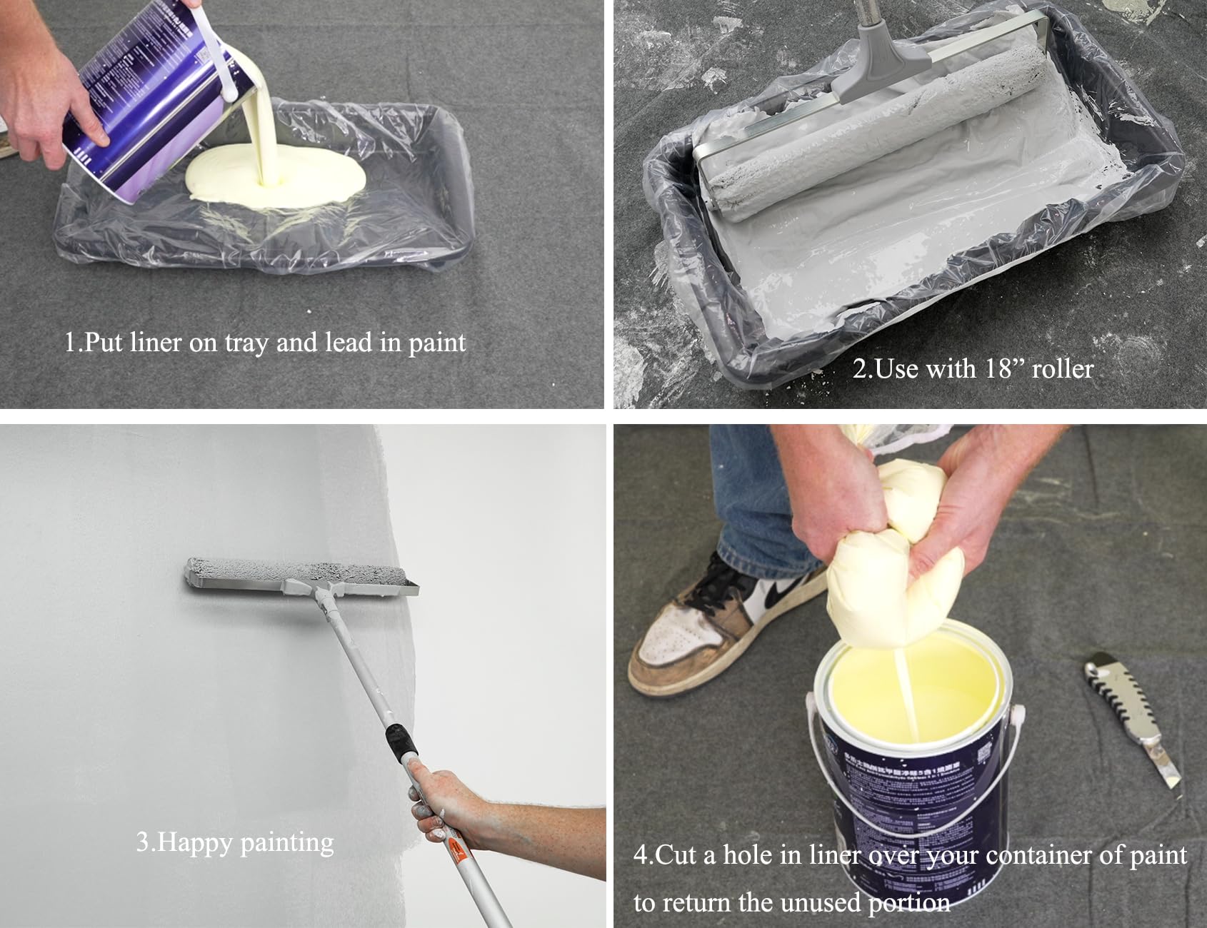 ROLLINGDOG disposable tray liners simplify cleanup after painting sessions.