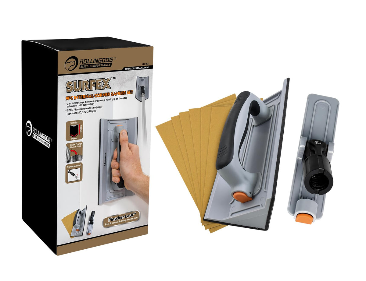 ROLLINGDOG Drywall Corner Sander two‑sided pad reaching tight corners