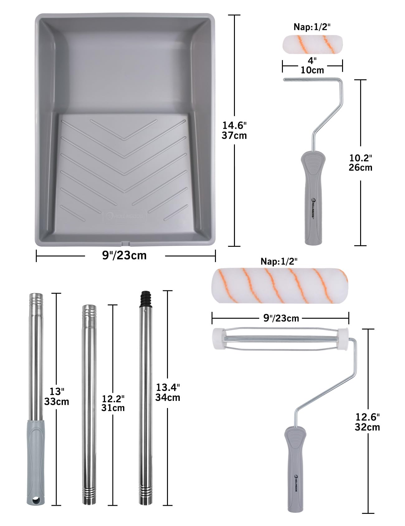 ROLLINGDOG paint roller kit mini 4inch frame ideal for edges and corners.