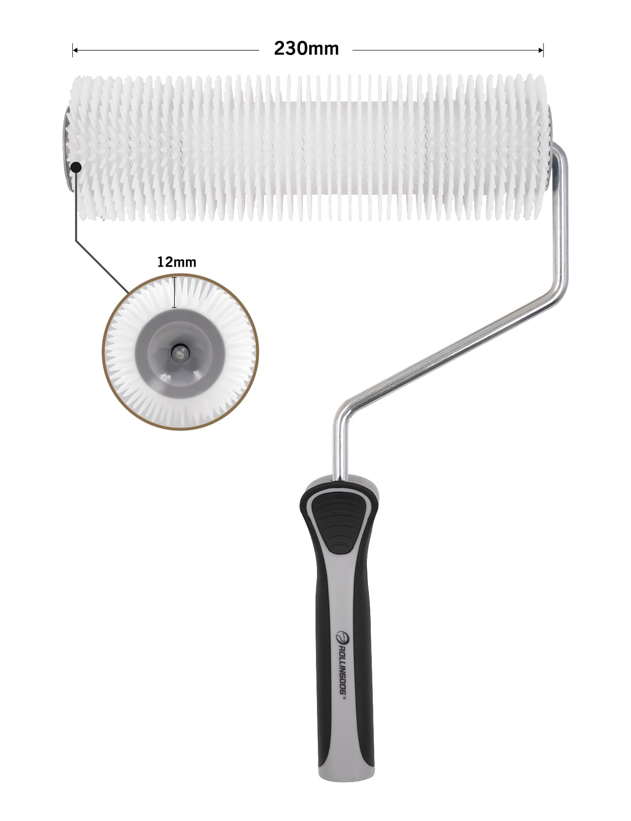ROLLINGDOG spike roller cover captures trapped air for an even epoxy layer