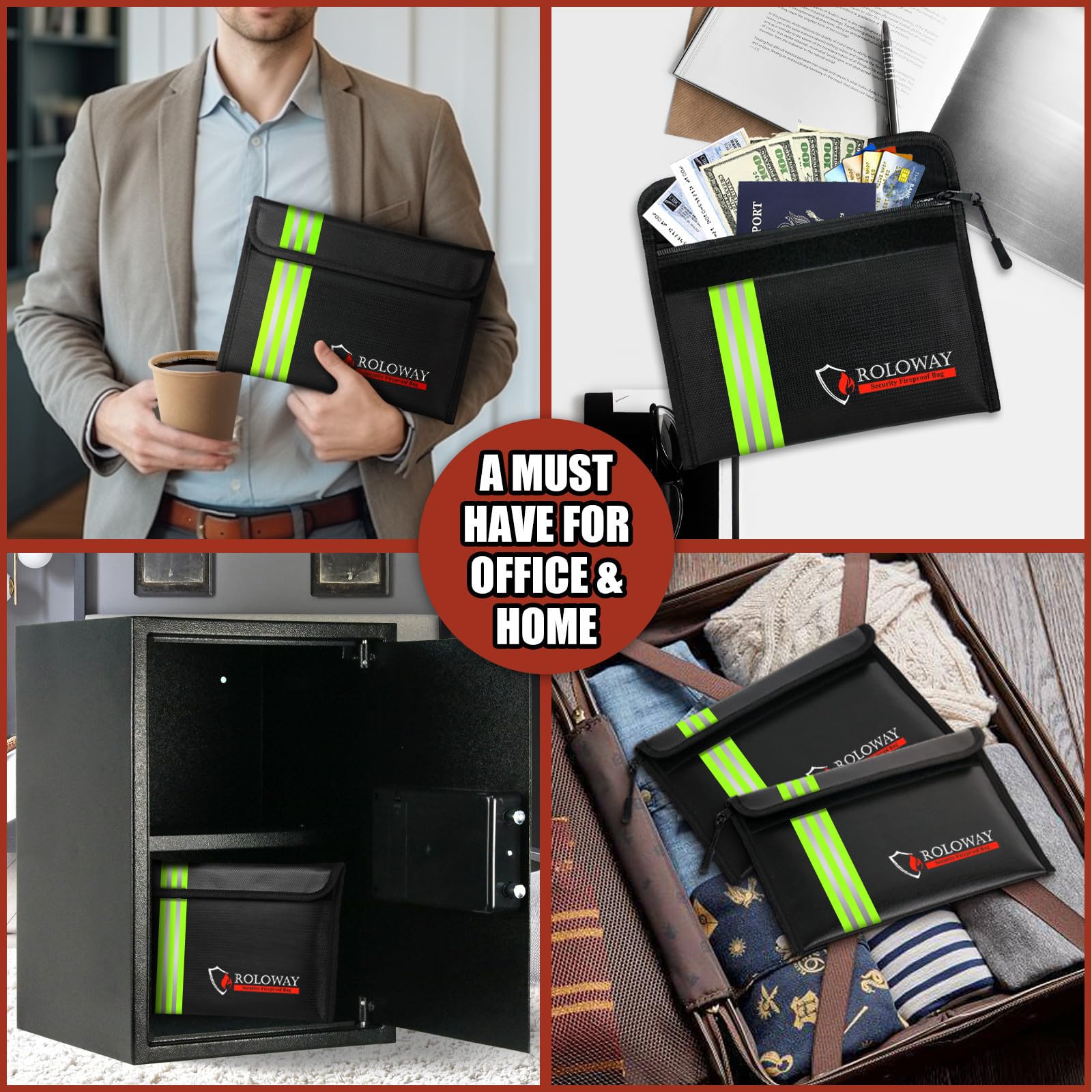 ROLOWAY Fireproof Bag ready for emergency grab and go scenarios