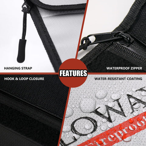 ROLOWAY fireproof bag expanded capacity demonstrating larger storage for cash and documents