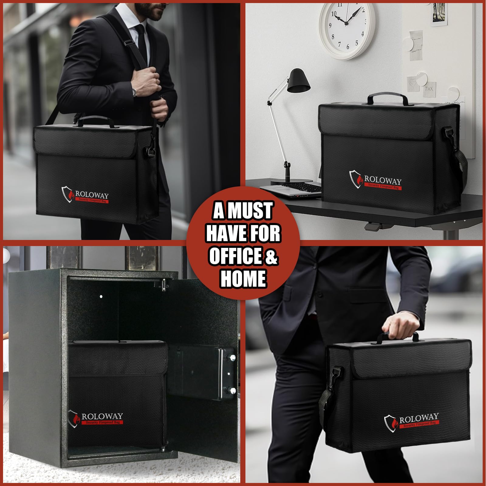 ROLOWAY extra 5x8 inch pocket secures passports, cash, keys and cards
