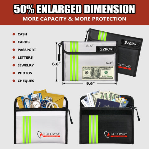 ROLOWAY Fireproof Bag reflective strip increases visibility during emergencies.