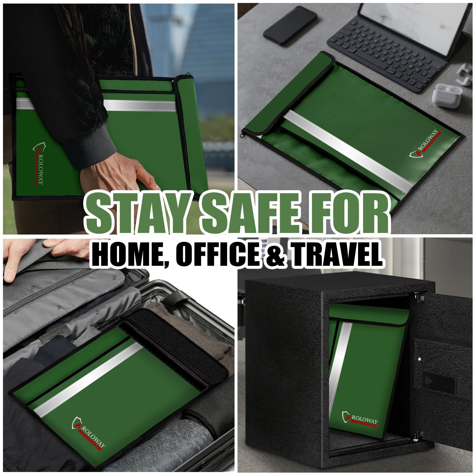 ROLOWAY fireproof bag portable design for home or travel.