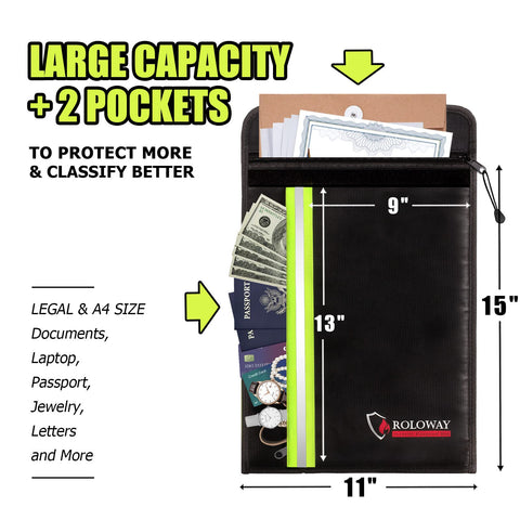 ROLOWAY fireproof envelope big pocket stores legal/A4 documents