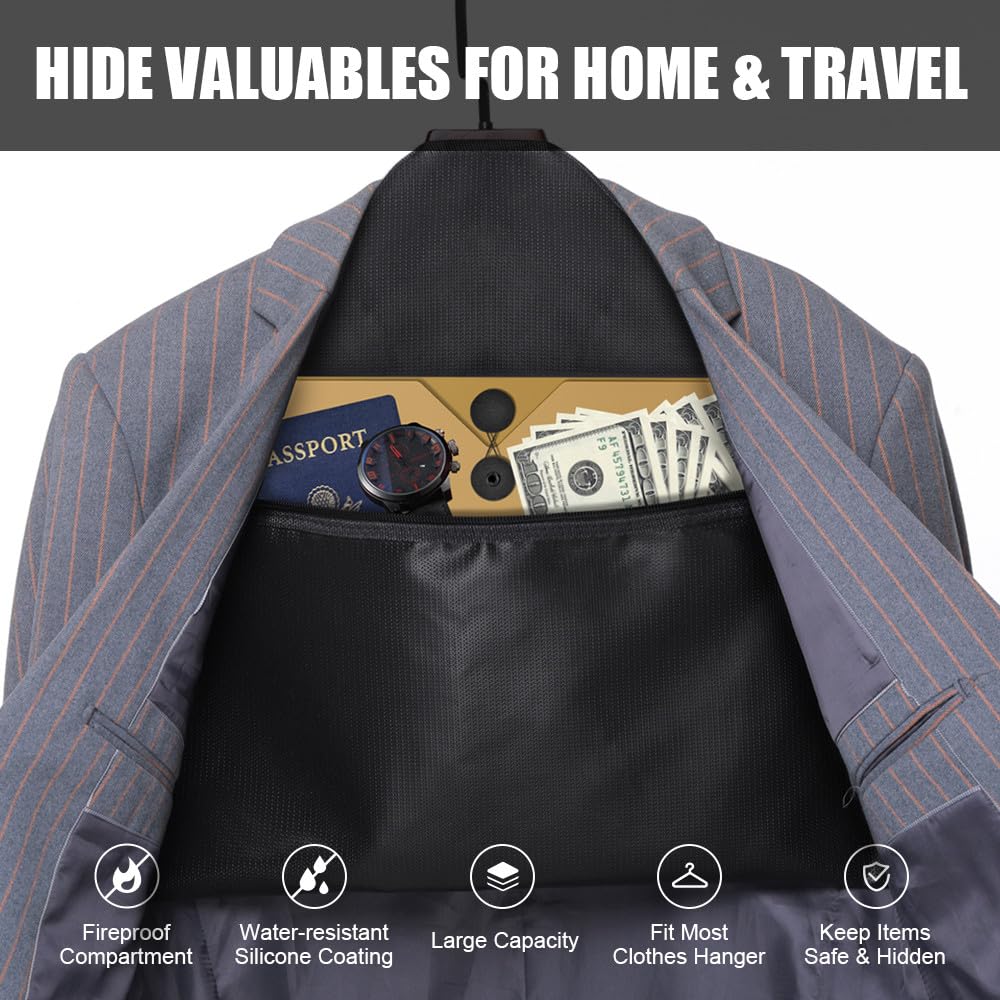 ROLOWAY hidden compartment inside clothes hanger for valuables and documents