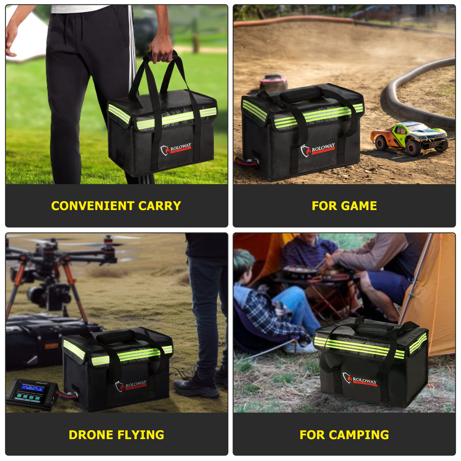 Roloway Lipo Battery Bag foldable handle for easy transport