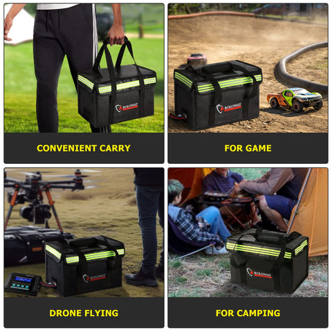 Roloway Lipo Battery Bag foldable handle for easy transport