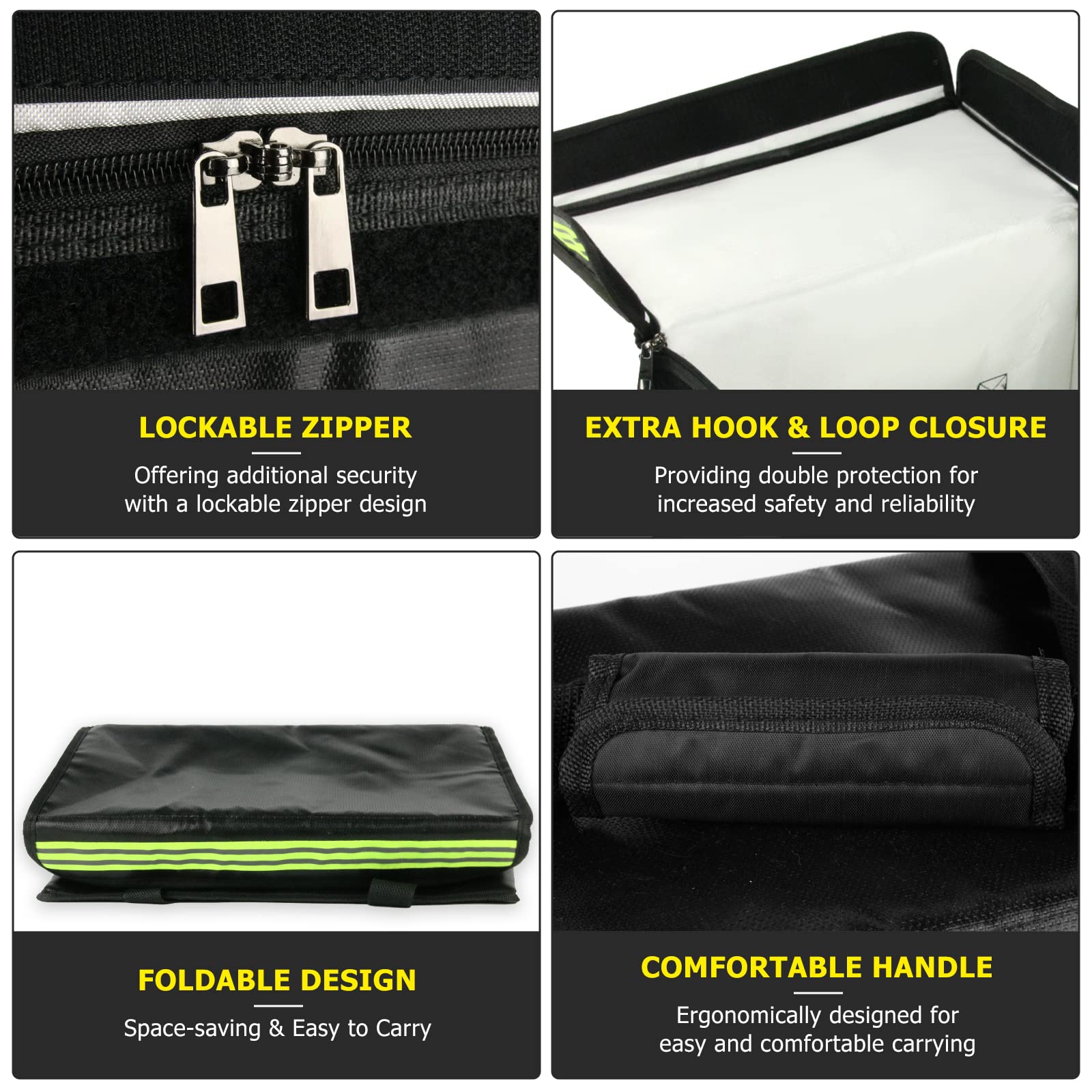 Roloway Lipo Battery Bag lockable zipper improves security during travel