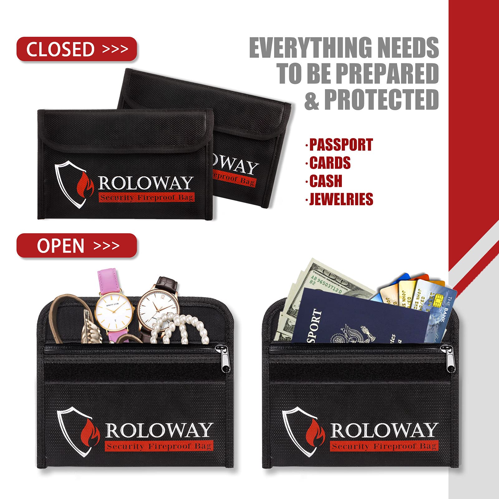 Two-pack ROLOWAY bags in black for travel and home use