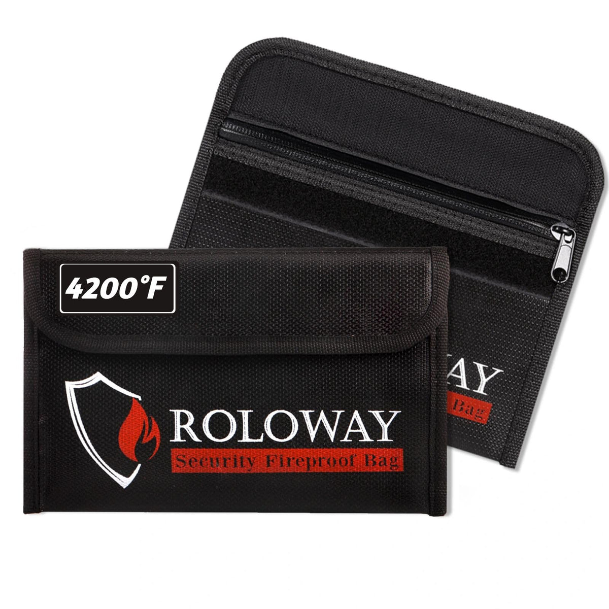ROLOWAY small fireproof bag top view protecting cash and passport in a compact pocket