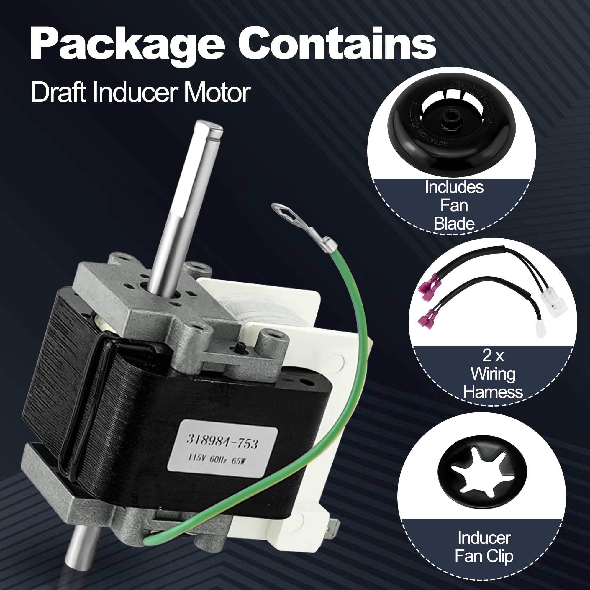 Romalon inducer motor with shaft dimensions 5/16 x 1.85 inch for proper fit
