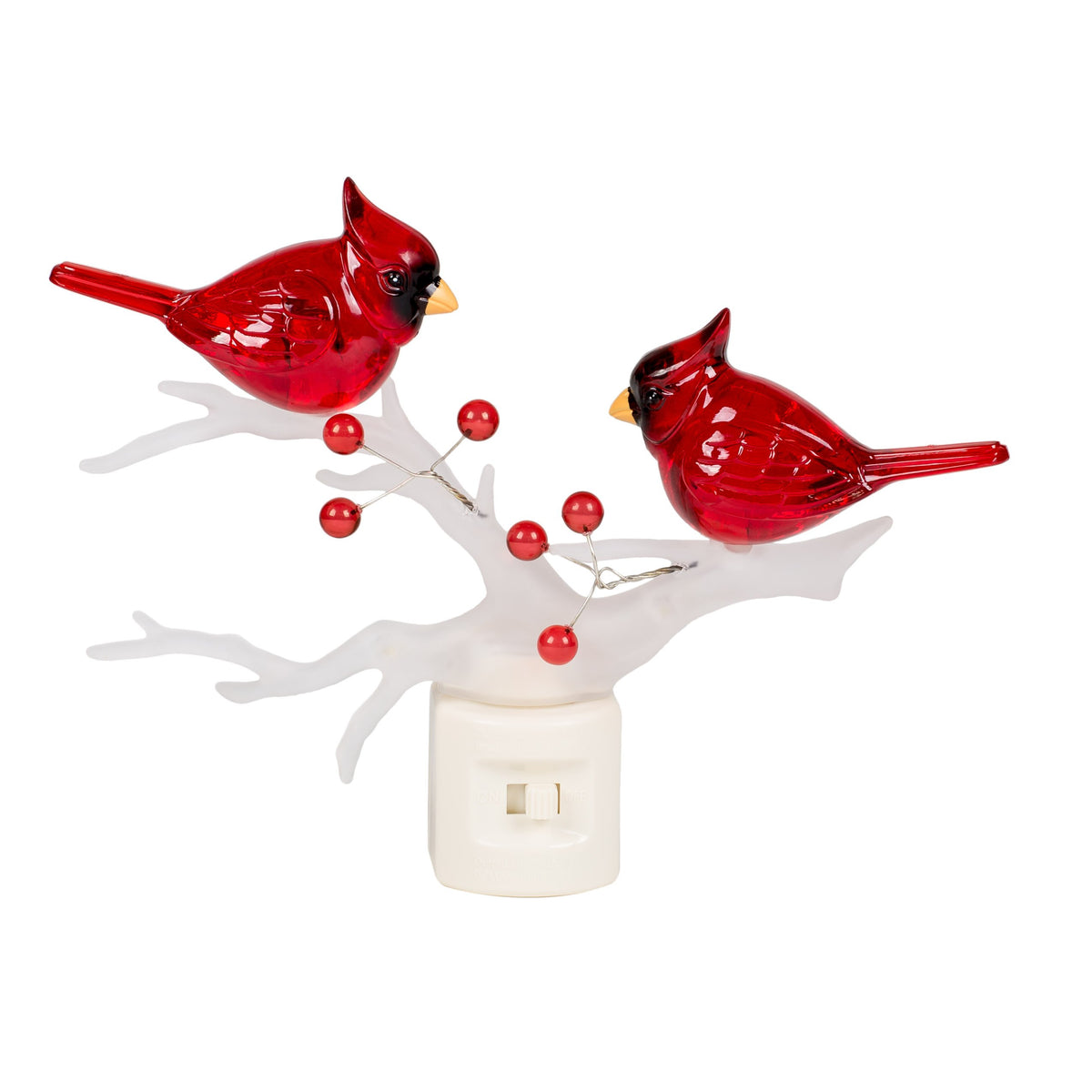 Roman Cardinals on Branch night light with swivel base for flexible illumination