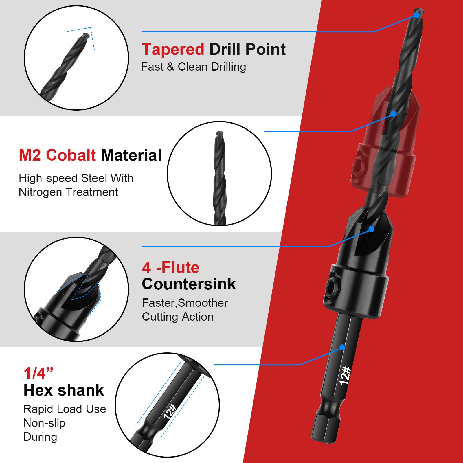 Romicta adjustable depth stop collars ensure consistent hole depths.