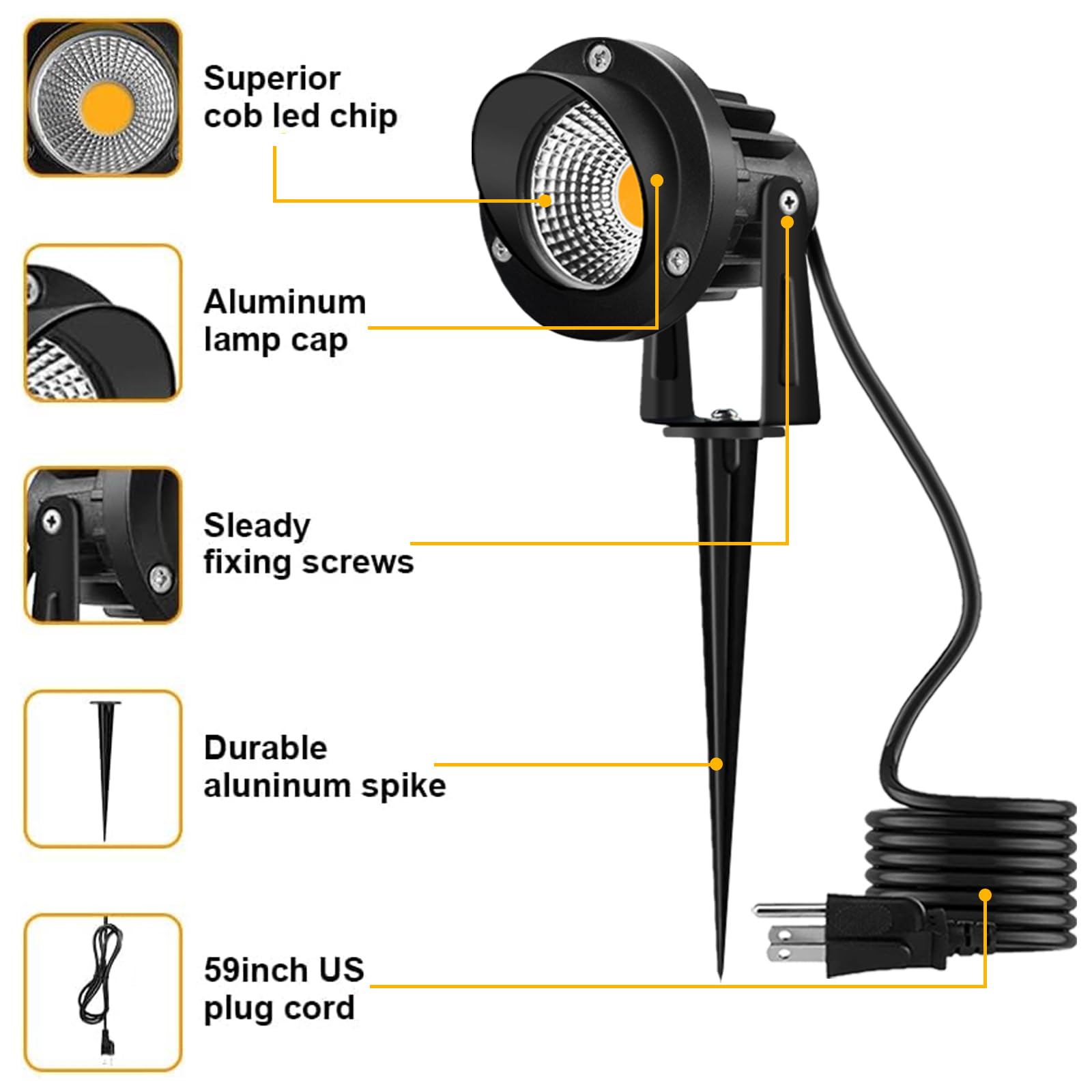 Romwish spotlight bracket rotates for versatile angle control in gardens.