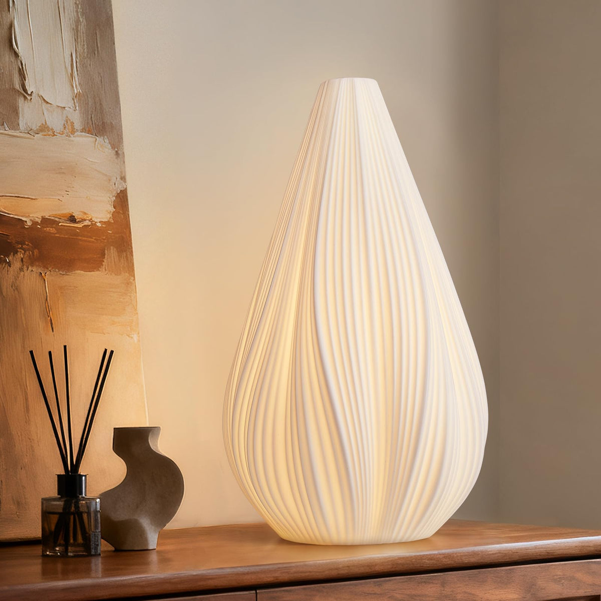 RONDURE lamp base with handcrafted ceramic texture for warm bedside lighting