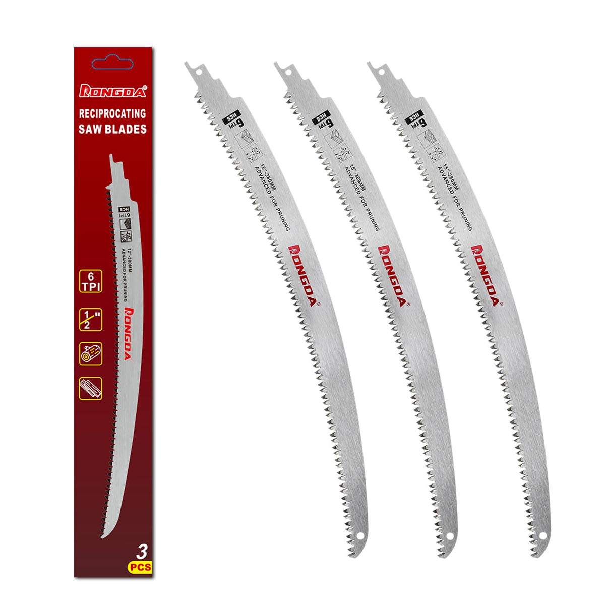 RONGDA 15-inch arc-edge blade ready for fast pruning and wood cutting.