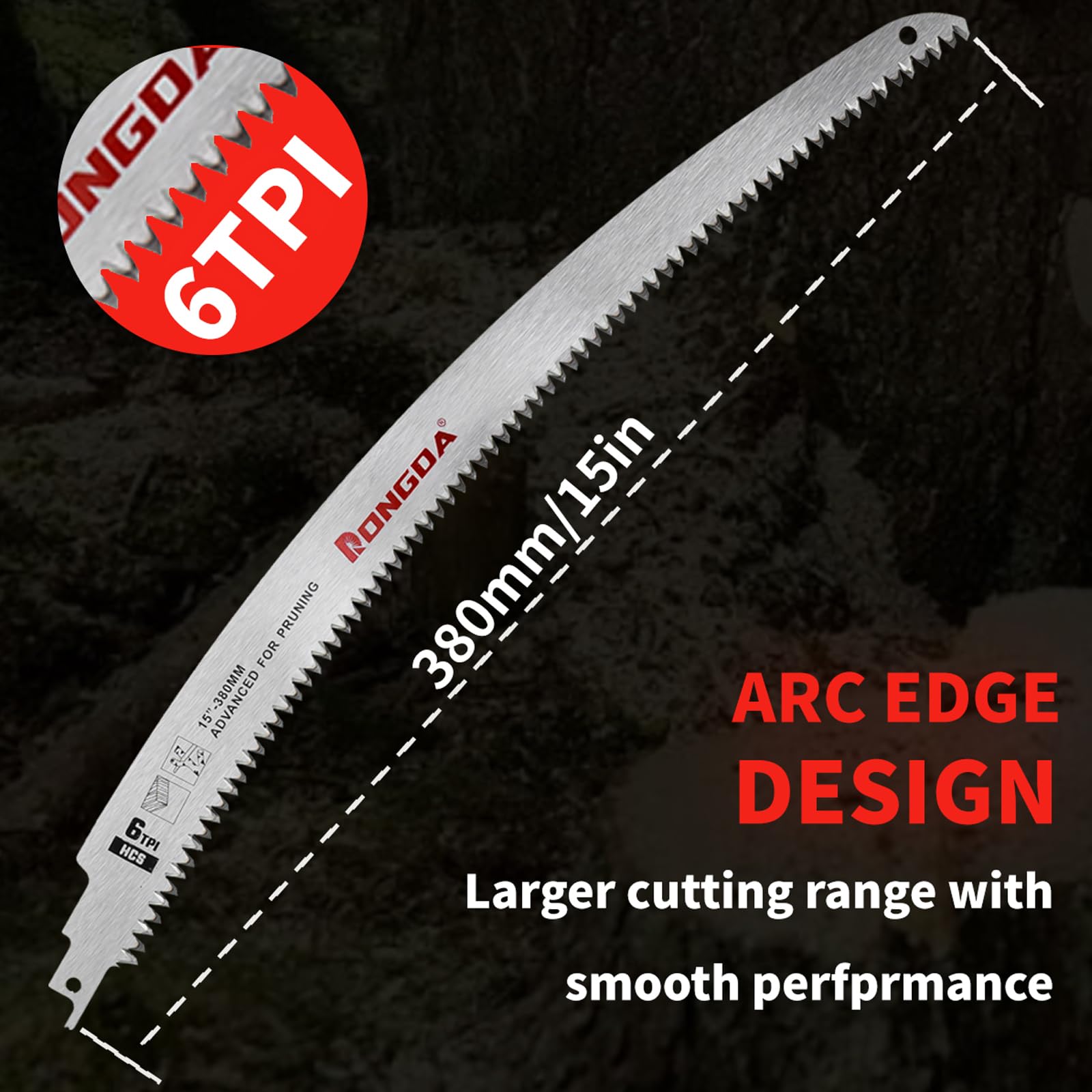 RONGDA 6TPI wooden pruning teeth deliver aggressive cuts with smoother finish.